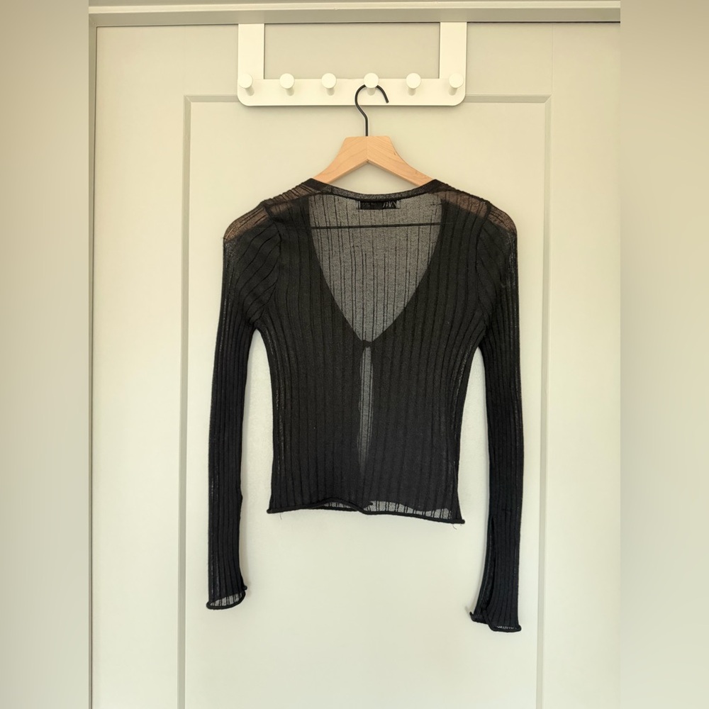 Zara Black Ribbed Top - Picture 2 of 3